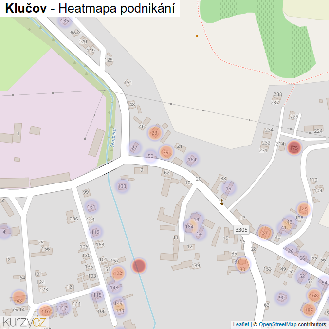 Mapa Klučov - Firmy v části obce.