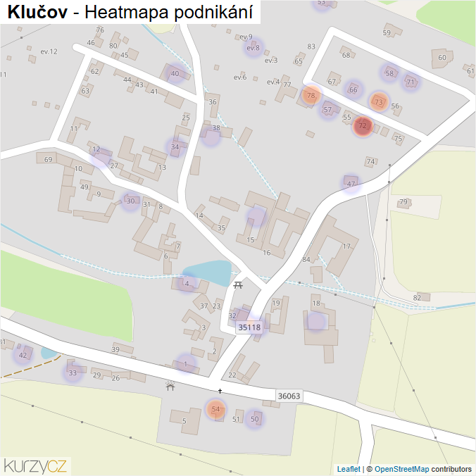 Mapa Klučov - Firmy v části obce.