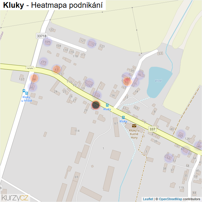 Mapa Kluky - Firmy v části obce.