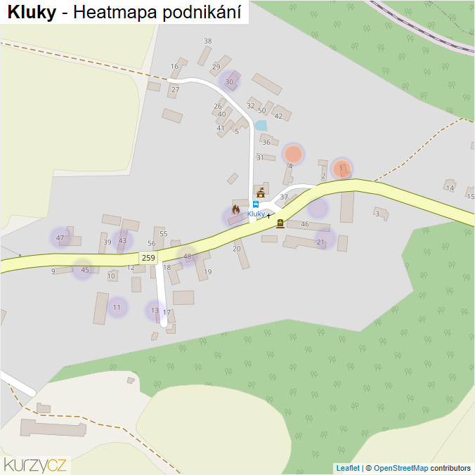 Mapa Kluky - Firmy v části obce.