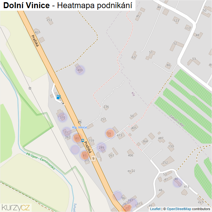 Mapa Dolní Vinice - Firmy v části obce.
