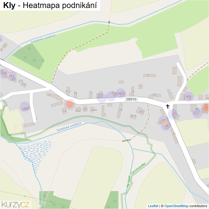 Mapa Kly - Firmy v části obce.
