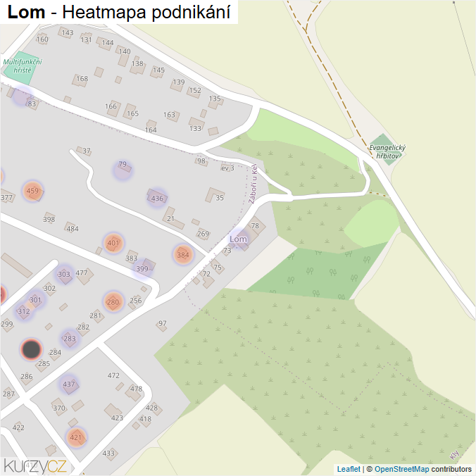 Mapa Lom - Firmy v části obce.