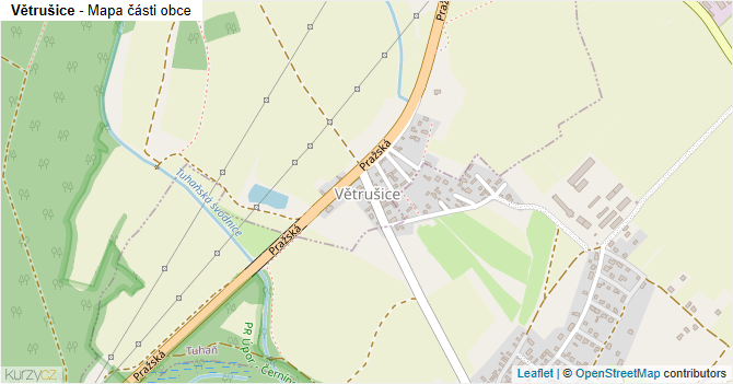 Větrušice - mapa části obce