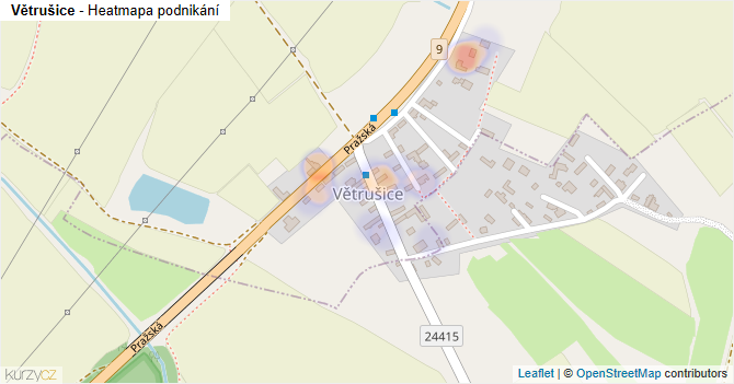 Větrušice - mapa podnikání