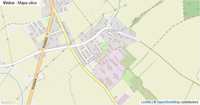 Vinice - mapa ulice