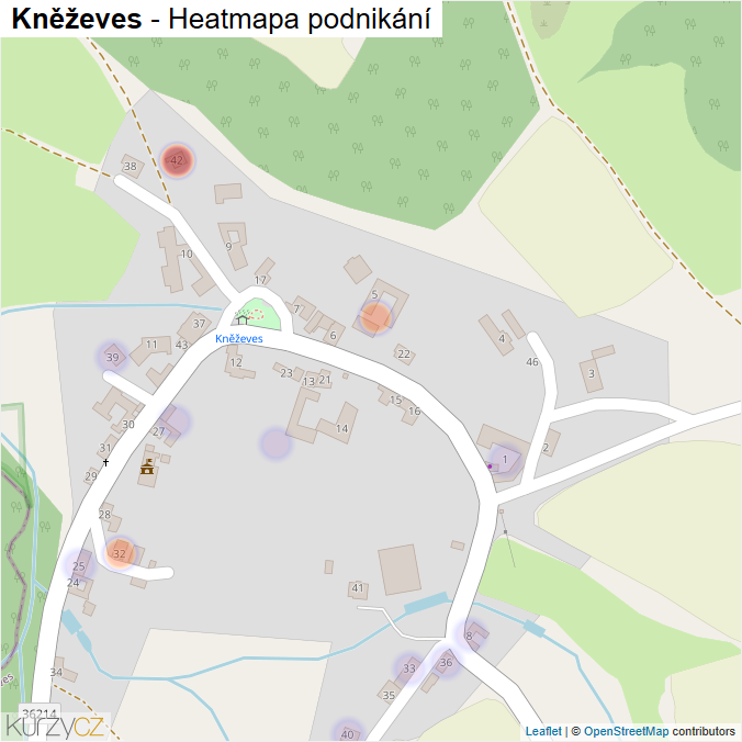 Mapa Kněževes - Firmy v části obce.