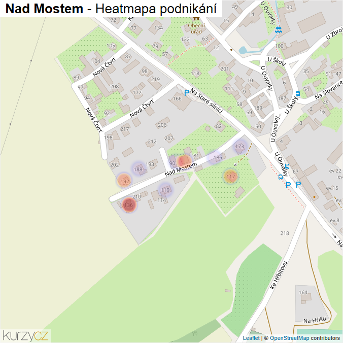 Mapa Nad Mostem - Firmy v ulici.