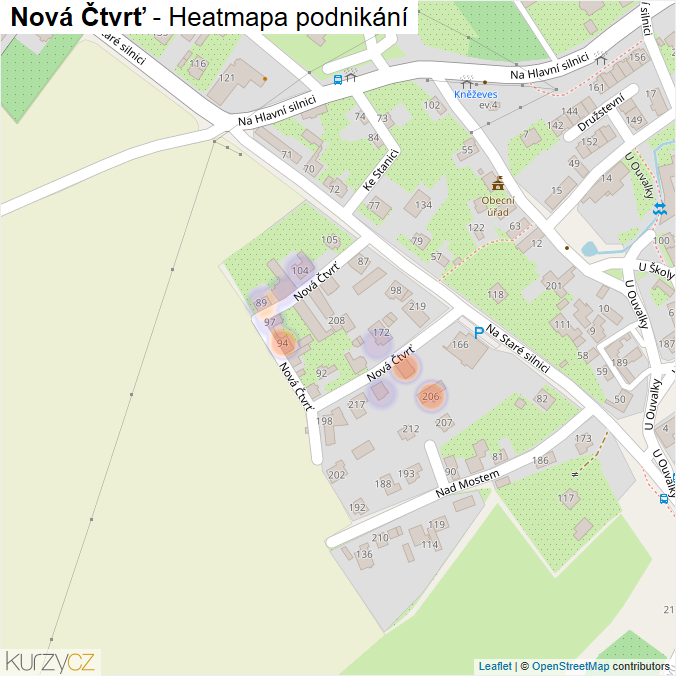 Mapa Nová Čtvrť - Firmy v ulici.