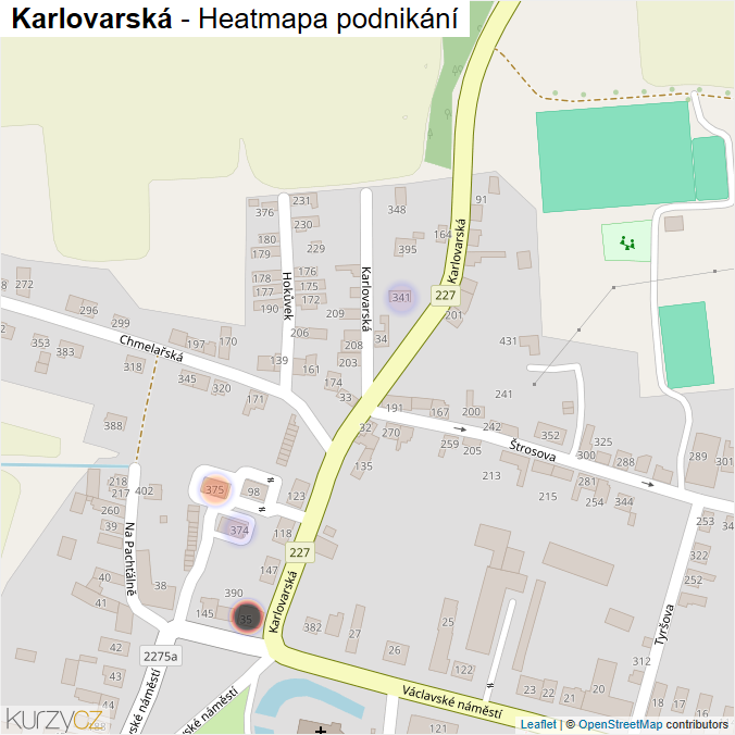 Mapa Karlovarská - Firmy v ulici.