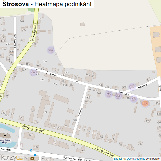 Mapa Štrosova - Firmy v ulici.