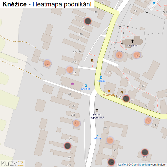 Mapa Kněžice - Firmy v obci.