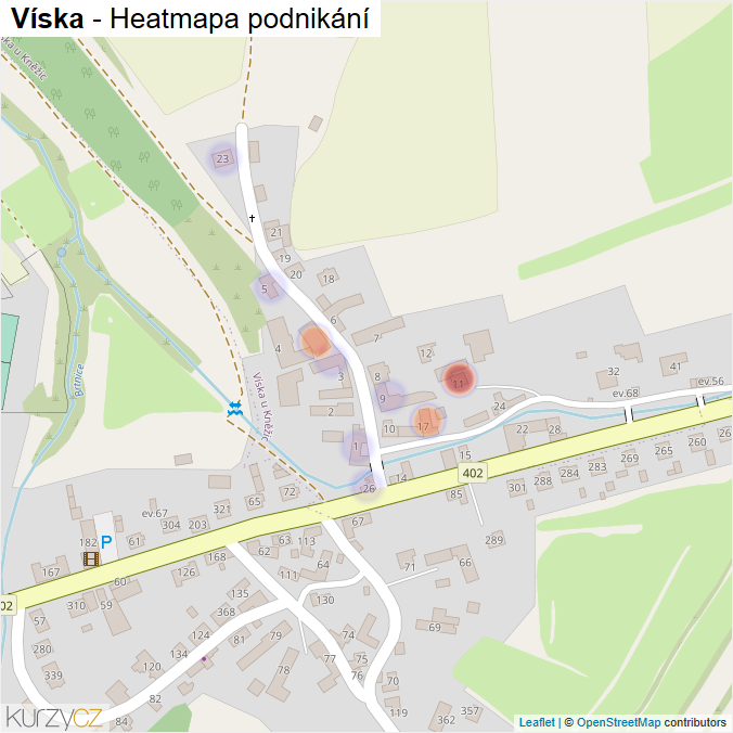 Mapa Víska - Firmy v části obce.