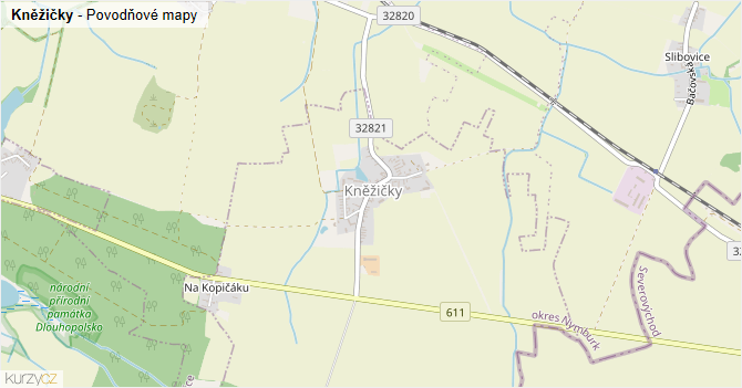 Kněžičky - záplavové mapy stoleté vody