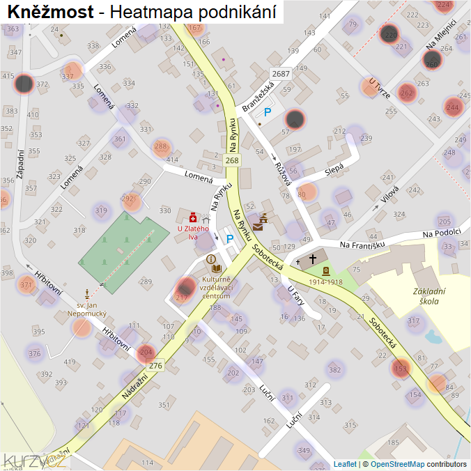 Mapa Kněžmost - Firmy v obci.