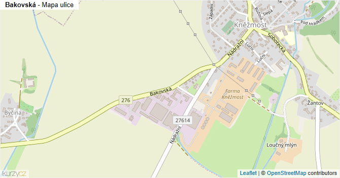 Bakovská - mapa ulice