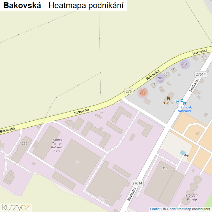 Mapa Bakovská - Firmy v ulici.