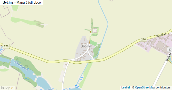 Býčina - mapa části obce