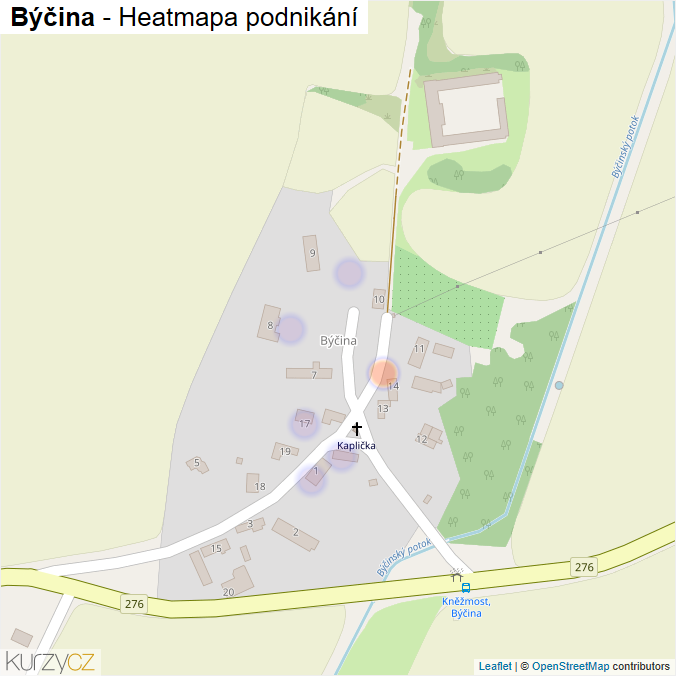 Mapa Býčina - Firmy v části obce.