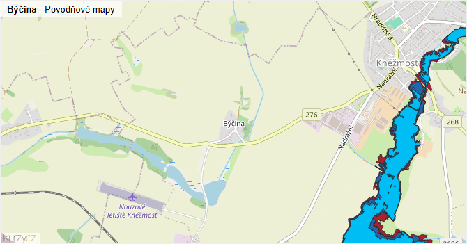 Býčina - záplavové mapy stoleté vody