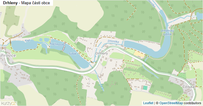 Drhleny - mapa části obce
