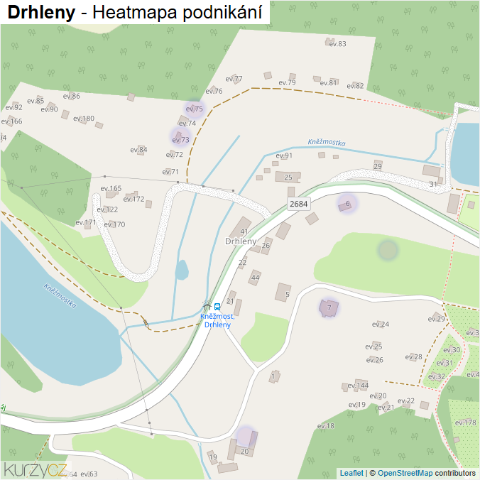 Mapa Drhleny - Firmy v části obce.