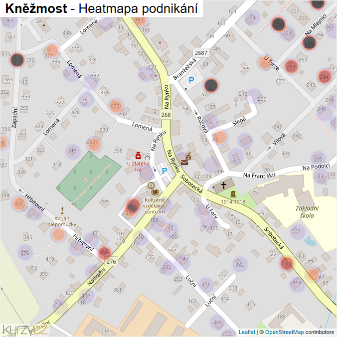 Mapa Kněžmost - Firmy v části obce.