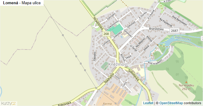 Lomená - mapa ulice