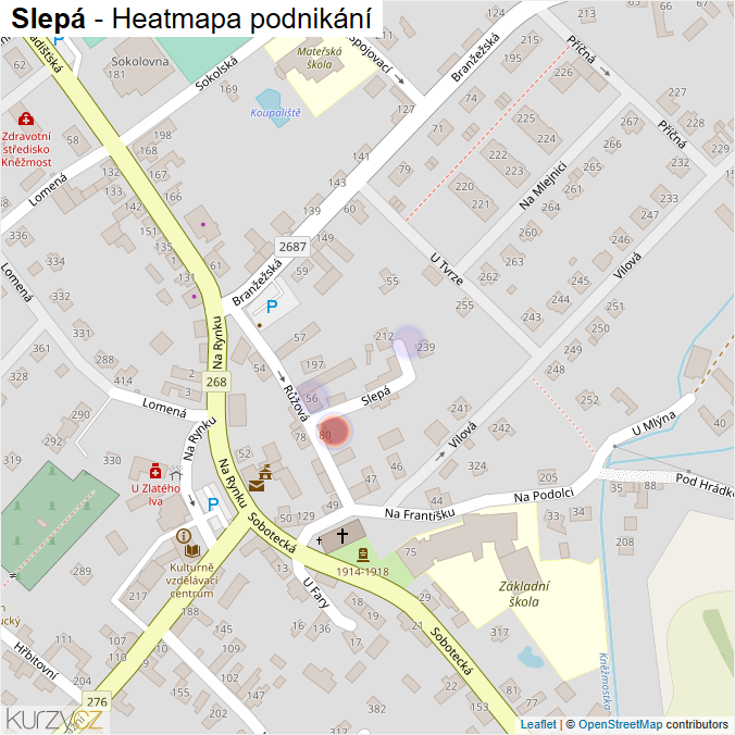 Mapa Slepá - Firmy v ulici.