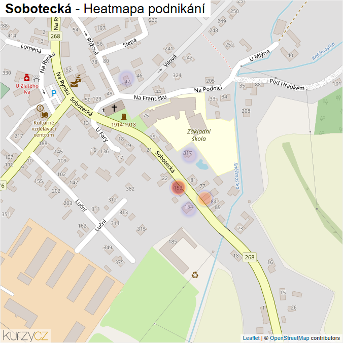 Mapa Sobotecká - Firmy v ulici.