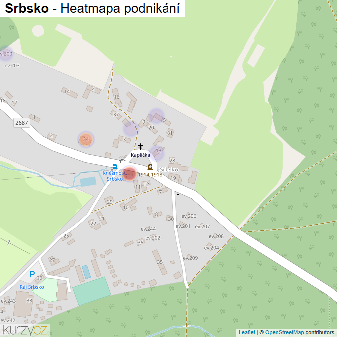 Mapa Srbsko - Firmy v části obce.