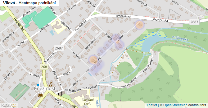 Vilová - mapa podnikání