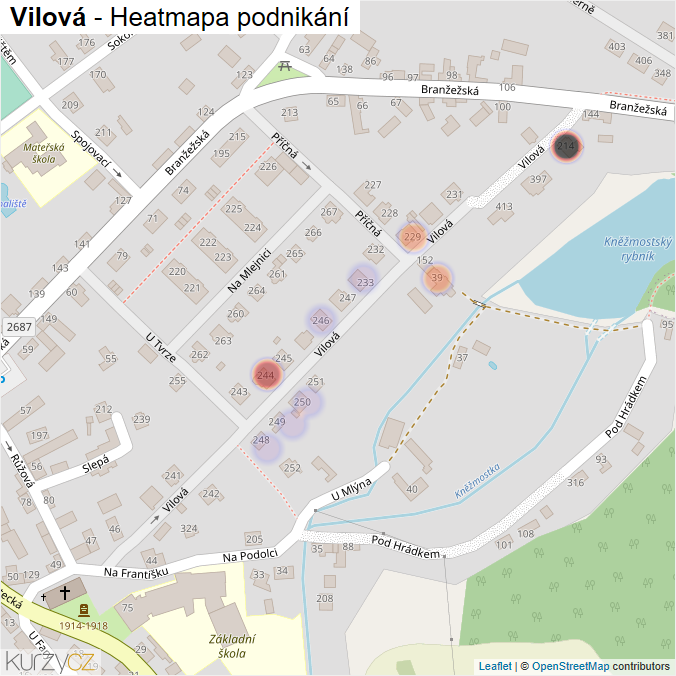 Mapa Vilová - Firmy v ulici.