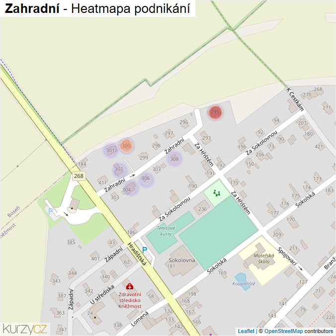 Mapa Zahradní - Firmy v ulici.