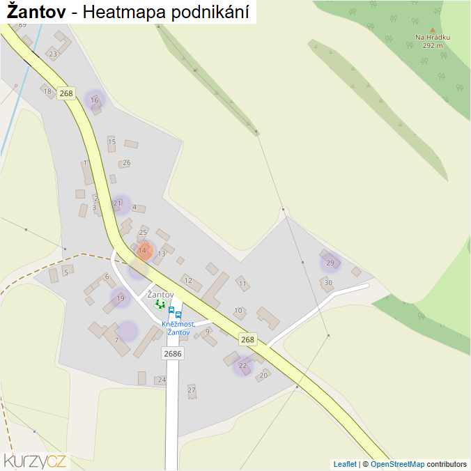 Mapa Žantov - Firmy v části obce.