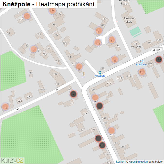 Mapa Kněžpole - Firmy v obci.
