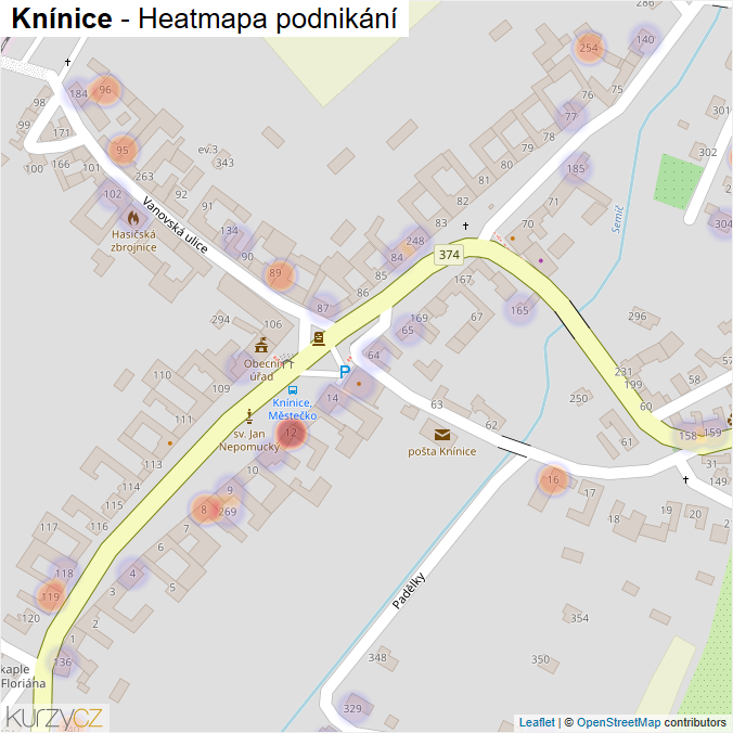 Mapa Knínice - Firmy v části obce.