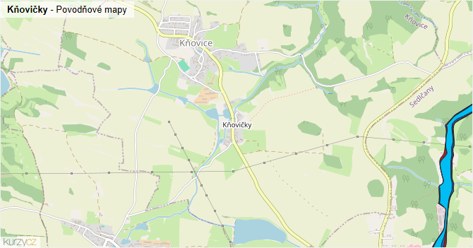 Kňovičky - záplavové mapy stoleté vody