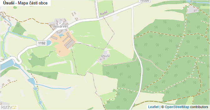 Úsuší - mapa části obce