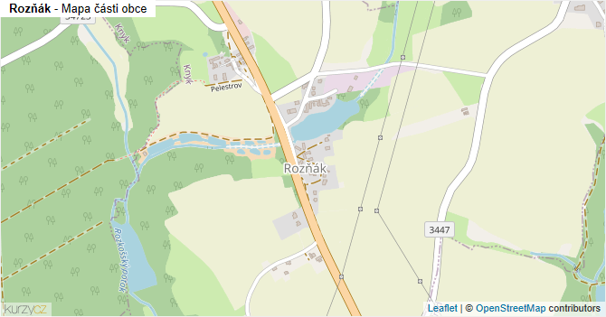 Rozňák - mapa části obce