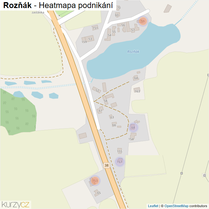 Mapa Rozňák - Firmy v části obce.