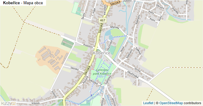 Kobeřice - mapa obce
