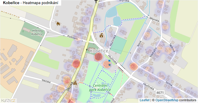 Kobeřice - mapa podnikání