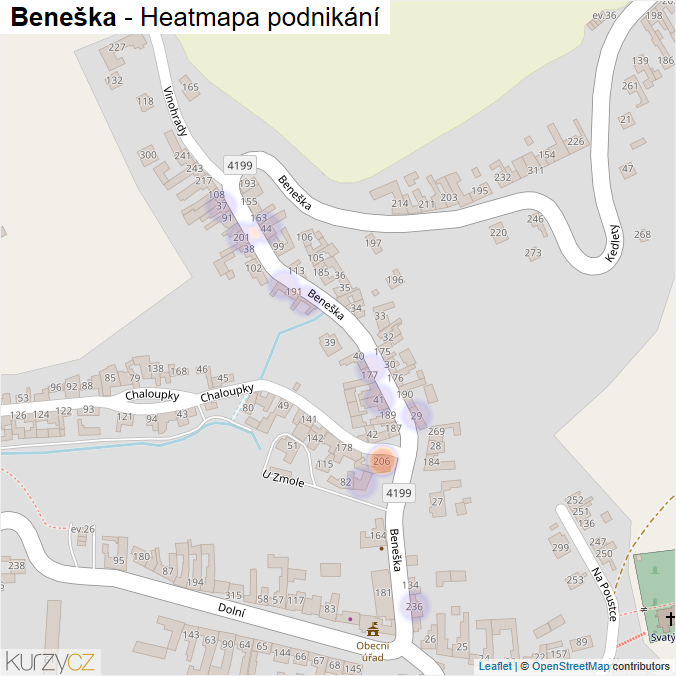 Mapa Beneška - Firmy v ulici.