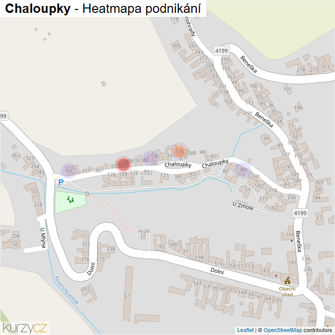 Mapa Chaloupky - Firmy v ulici.