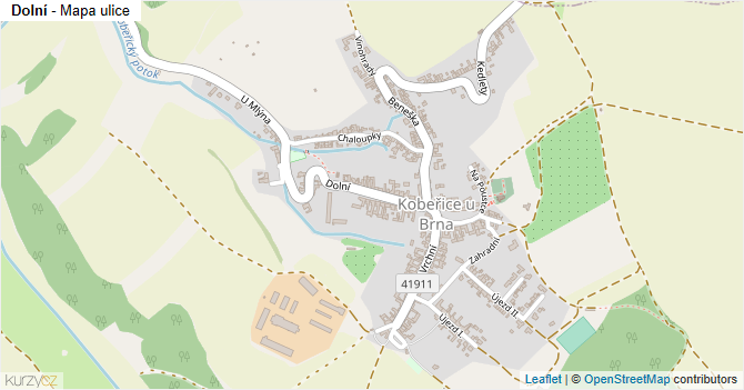 Dolní - mapa ulice