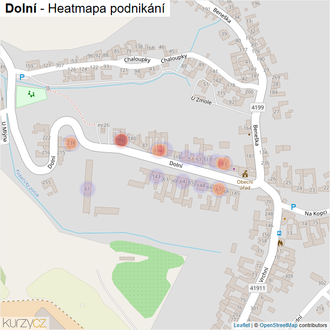 Mapa Dolní - Firmy v ulici.