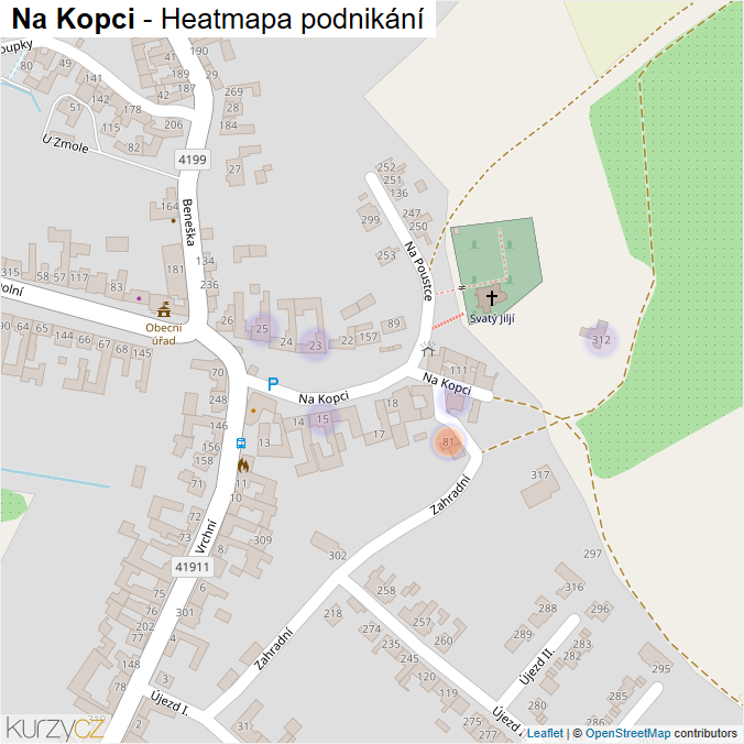 Mapa Na Kopci - Firmy v ulici.