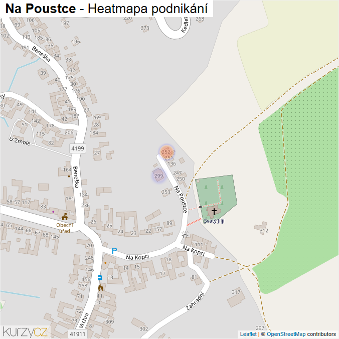 Mapa Na Poustce - Firmy v ulici.