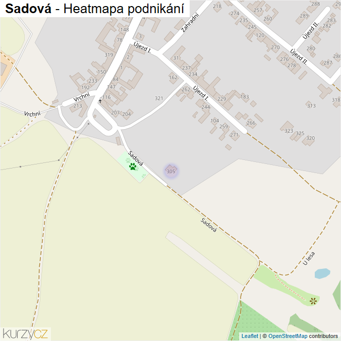 Mapa Sadová - Firmy v ulici.